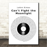LeAnn Rimes Can't Fight the Moonlight Vinyl Record Song Lyric Wall Art Canvas Framed Print