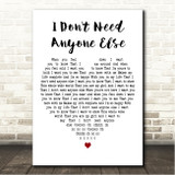 Liam Fitzgerald I Don't Need Anyone Else White Heart Song Lyric Wall Art Canvas Framed Print