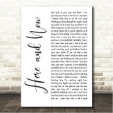 Luther Vandross Here and Now White Script Song Lyric Wall Art Canvas Framed Print