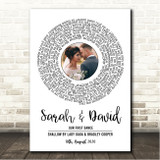 Lady Gaga & Bradley Cooper Shallow White Vinyl Record Wedding First Dance Photo Song Lyric Wall Art Canvas Framed Print