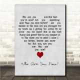 Michael Feinstein Who Are You Now Grey Heart Song Lyric Wall Art Canvas Framed Print