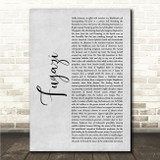 Marillion Fugazi Grey Rustic Script Song Lyric Wall Art Canvas Framed Print