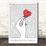 Max Ehrmann Desiderata Line Art Hand & Heart Song Lyric Wall Art Canvas Framed Print