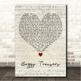 Madness Baggy Trousers Script Heart Song Lyric Wall Art Canvas Framed Print