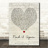 Mark Ronson Find U Again Script Heart Song Lyric Wall Art Canvas Framed Print