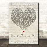 Michael Bublé You Dont Know Me Script Heart Song Lyric Wall Art Canvas Framed Print