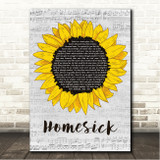 MercyMe Homesick Grey Script Sunflower Song Lyric Wall Art Canvas Framed Print