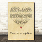 Mac McAnally Once In a Lifetime Vintage Heart Song Lyric Wall Art Canvas Framed Print