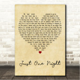 McBride & The Ride Just One Night Vintage Heart Song Lyric Wall Art Canvas Framed Print