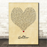 MK & BURNS Better Vintage Heart Song Lyric Wall Art Canvas Framed Print
