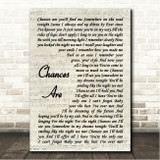 Martina McBride ft. Bob Seger Chances Are Vintage Script Song Lyric Wall Art Canvas Framed Print