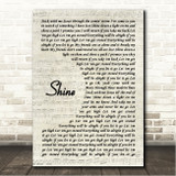 Mondo Cozmo Shine Vintage Script Song Lyric Wall Art Canvas Framed Print