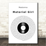 Madonna Material Girl Vinyl Record Song Lyric Wall Art Canvas Framed Print