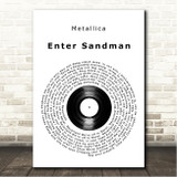 Metallica Enter Sandman Vinyl Record Song Lyric Wall Art Canvas Framed Print
