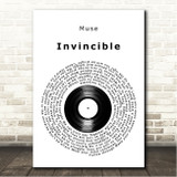 Muse Invincible Vinyl Record Song Lyric Wall Art Canvas Framed Print