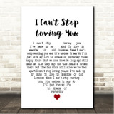 Merle Haggard I Cant Stop Loving You White Heart Song Lyric Wall Art Canvas Framed Print