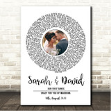 Madonna Crazy For You White Vinyl Record Wedding First Dance Photo Song Lyric Wall Art Canvas Framed Print