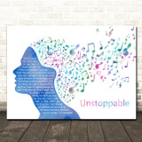 Neovaii Unstoppable Colourful Music Note Hair Song Lyric Wall Art Canvas Framed Print