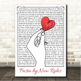 New Rules Pasta Line Art Hand & Heart Song Lyric Wall Art Canvas Framed Print