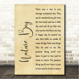 Nat King Cole Nature Boy Rustic Script Song Lyric Wall Art Canvas Framed Print