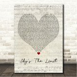 Notorious B.I.G. Sky's The Limit Script Heart Song Lyric Wall Art Canvas Framed Print