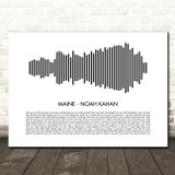 Noah Kahan Maine Sound Wave Minimal Song Lyric Wall Art Canvas Framed Print