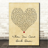 Nickel Creek When You Come Back Down Vintage Heart Song Lyric Wall Art Canvas Framed Print