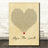 Notorious B.I.G. Sky's The Limit Vintage Heart Song Lyric Wall Art Canvas Framed Print