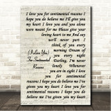 Nat King Cole (I Love You) For Sentimental Reasons Vintage Script Song Lyric Wall Art Canvas Framed Print