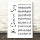 Nat King Cole The Christmas Song White Script Song Lyric Wall Art Canvas Framed Print
