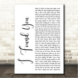 Nate Smith I Found You White Script Song Lyric Wall Art Canvas Framed Print