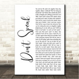 No Doubt Dont Speak White Script Song Lyric Wall Art Canvas Framed Print
