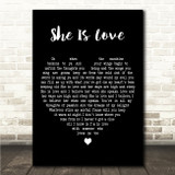 Oasis She Is Love Black Heart Song Lyric Wall Art Canvas Framed Print