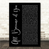 O.A.R. All Because of You Black Script Song Lyric Wall Art Canvas Framed Print