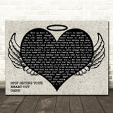 Oasis Stop Crying Your Heart Out Heart Angel Wings Halo Memorial Song Lyric Wall Art Canvas Framed Print