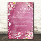 One Direction Strong Pink Floral Music Notes Heart Song Lyric Wall Art Canvas Framed Print