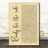Oh, Hush! Jeff Lewis Ready for the ride Rustic Script Song Lyric Wall Art Canvas Framed Print