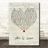 Oasis She Is Love Script Heart Song Lyric Wall Art Canvas Framed Print