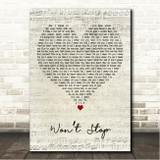 OneRepublic Wont Stop Script Heart Song Lyric Wall Art Canvas Framed Print