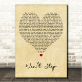OneRepublic Wont Stop Vintage Heart Song Lyric Wall Art Canvas Framed Print