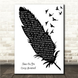 Pink Floyd Shine On You Crazy Diamond Black & White Feather & Birds Song Lyric Wall Art Canvas Framed Print