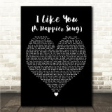 Post Malone I Like You (A Happier Song) Black Heart Song Lyric Wall Art Canvas Framed Print