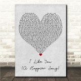 Post Malone I Like You (A Happier Song) Grey Heart Song Lyric Wall Art Canvas Framed Print