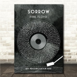 Pink Floyd Sorrow Grunge Grey Vinyl Record Song Lyric Wall Art Canvas Framed Print