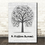 P!nk A Million Dreams Music Script Tree Song Lyric Wall Art Canvas Framed Print