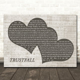 P!nk TRUSTFALL Landscape Music Script Two Hearts Song Lyric Wall Art Canvas Framed Print