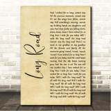 Pearl jam Long Road Rustic Script Song Lyric Wall Art Canvas Framed Print