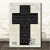 Pink Love Me Anyway Music Script Christian Memorial Cross Song Lyric Wall Art Canvas Framed Print