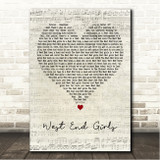 Pet Shop Boys West End Girls Script Heart Song Lyric Wall Art Canvas Framed Print