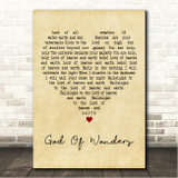 Paul Baloche God Of Wonders Vintage Heart Song Lyric Wall Art Canvas Framed Print